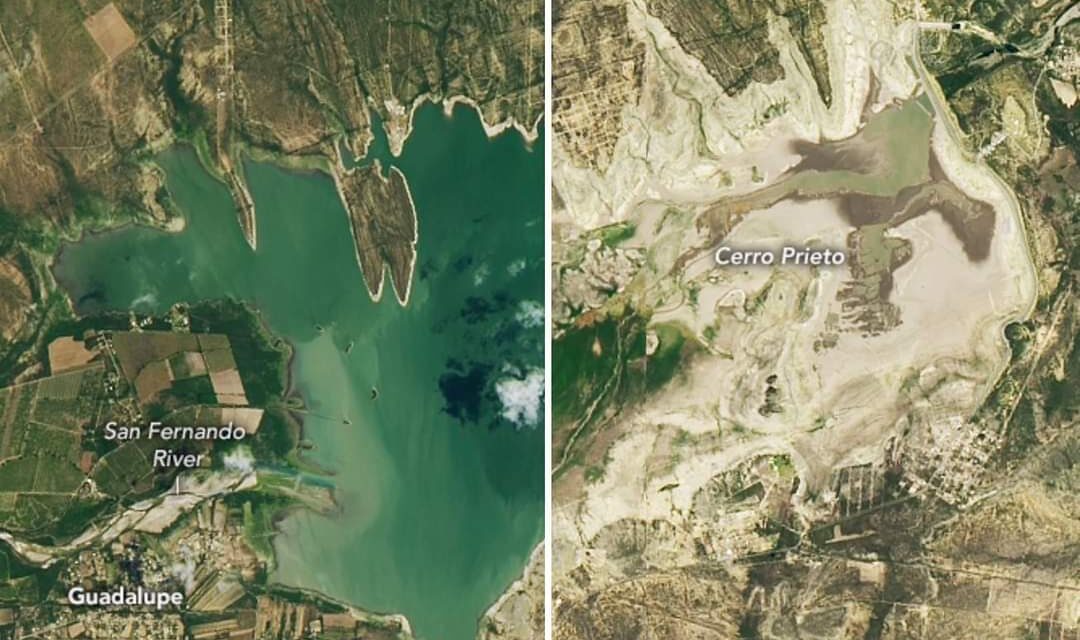 Satélite de la NASA muestra un alarmante antes y después de la presa Cerro Prieto en Nuevo León