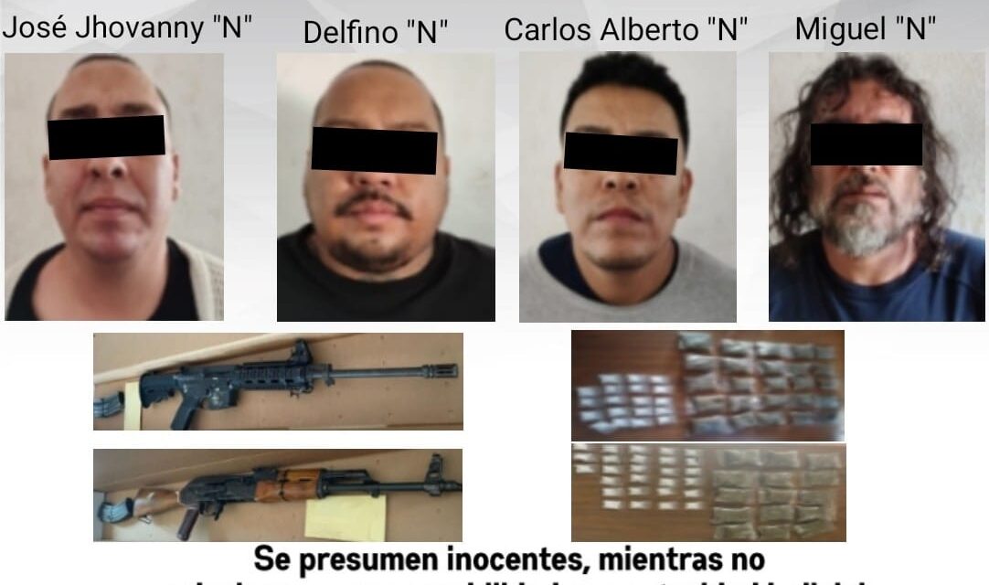 DETIENE POLICÍA MORELOS A CUATRO HOMBRES POR VIOLACIÓN A LA LEY FEDERAL DE ARMAS DE FUEGO Y EXPLOSIVOS