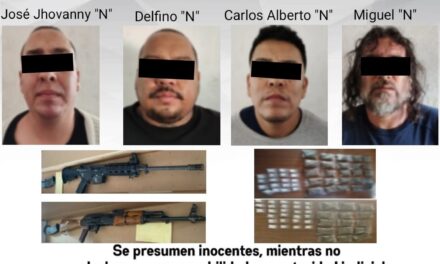 DETIENE POLICÍA MORELOS A CUATRO HOMBRES POR VIOLACIÓN A LA LEY FEDERAL DE ARMAS DE FUEGO Y EXPLOSIVOS