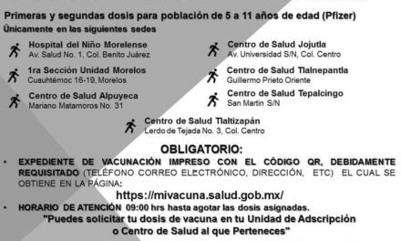 Mantiene Brigada Correcaminos vacunación de primeras y segundas dosis contra COVID-19 en niñas y niños de 5 a 11 años