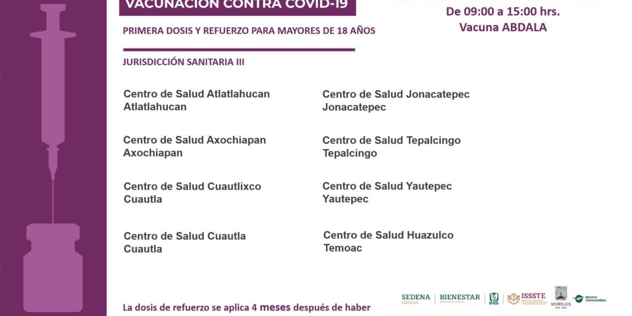 A VACUNARCE PERSONAS MAYORES DE 18 AÑOS VACUNARSE CONTRA COVID-19  Del 03 al 05 de abril aplicarán primera dosis de Abdala y refuerzo en centros de salud